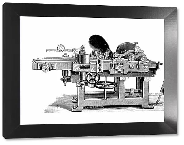 Wood industry, precision moulding machine of the company C. Blumwe & Sohn, Bromberg-Prinzenthal, Poland, machine for wood processing, moulding, planing and cutting, industrial product from the year 1880, Historic