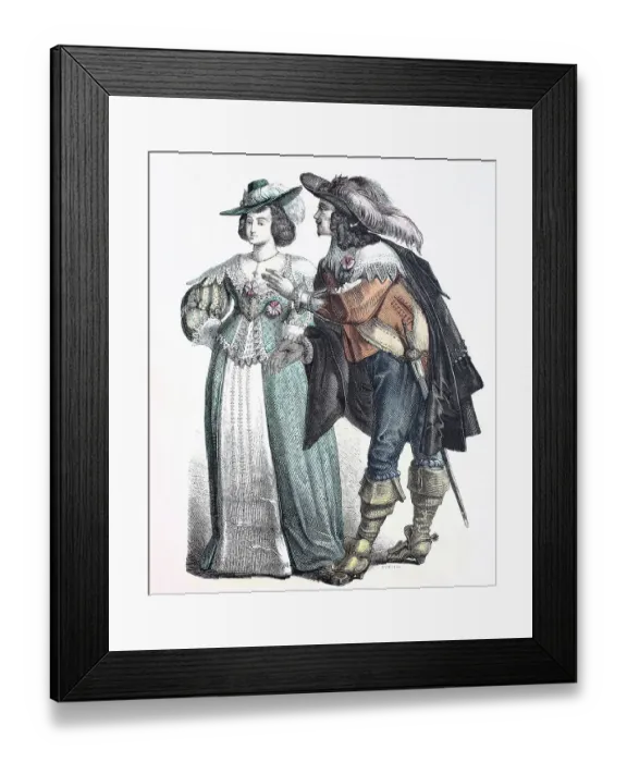 Framed Print : Folk traditional costume, clothing, history of costumes, German noblemen, ca 1630-1600, Germany, Historical, digitally restored reproduction of a 19th century original Framed Print : Folk traditional costume, clothing, history of costumes, German noblemen, ca 1630-1600, Germany, Historical, digitally restored reproduction of a 19th century original