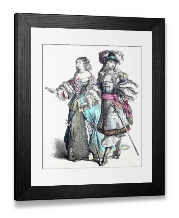 Framed Print : Folk traditional costume, Clothing, History of costumes, French noblewoman in court costume, ca 1630-1600, France, Historical, digitally restored reproduction of a 19th century original Framed Print : Folk traditional costume, Clothing, History of costumes, French noblewoman in court costume, ca 1630-1600, France, Historical, digitally restored reproduction of a 19th century original