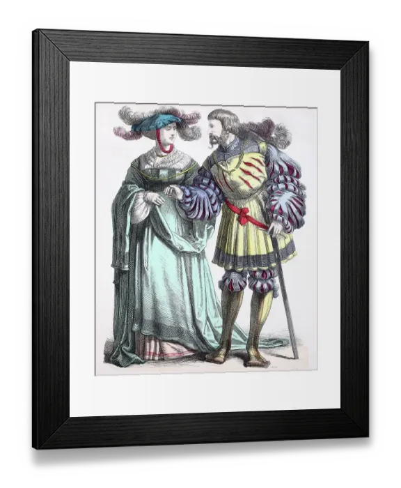 Framed Print : Folk traditional costume, clothing, history of costumes, German patricians, ca 1500-1535, Germany, Historical, digitally restored reproduction of a 19th century original Framed Print : Folk traditional costume, clothing, history of costumes, German patricians, ca 1500-1535, Germany, Historical, digitally restored reproduction of a 19th century original