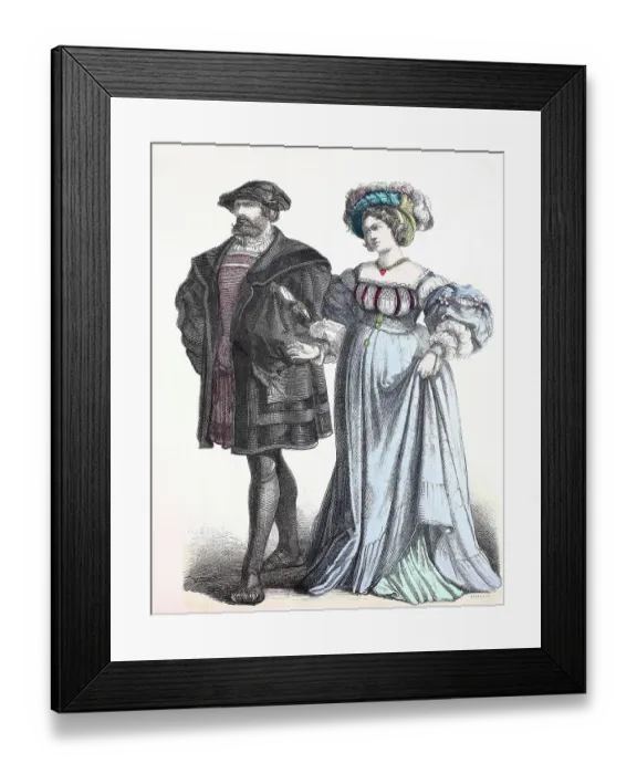 Framed Print : Folk traditional costume, clothing, history of costumes, German patricians, ca 1500-1535, Germany, Historical, digitally restored reproduction of a 19th century original Framed Print : Folk traditional costume, clothing, history of costumes, German patricians, ca 1500-1535, Germany, Historical, digitally restored reproduction of a 19th century original