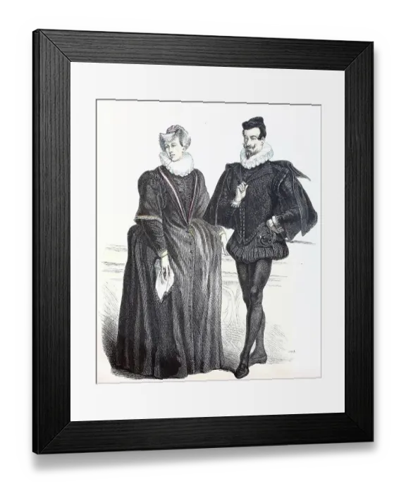 Framed Print : Folk traditional costume, clothing, history of costumes, German noblemen, ca 1565-1700, Germany, Historical, digitally restored reproduction of a 19th century original Framed Print : Folk traditional costume, clothing, history of costumes, German noblemen, ca 1565-1700, Germany, Historical, digitally restored reproduction of a 19th century original