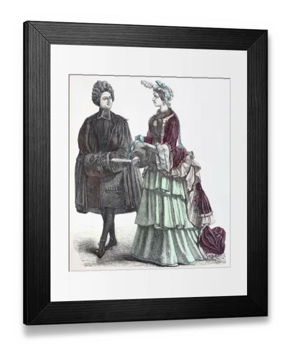 Framed Print : Folk traditional costume, clothing, history of costumes, French abbe and distinguished lady, ca 1700-1735, France, Historic, digitally restored reproduction of a 19th century original Framed Print : Folk traditional costume, clothing, history of costumes, French abbe and distinguished lady, ca 1700-1735, France, Historic, digitally restored reproduction of a 19th century original