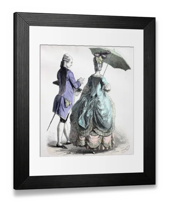Framed Print : Folk traditional costume, clothing, history of costumes, costume around ca 1780, France, historical, digitally restored reproduction of a 19th century original Framed Print : Folk traditional costume, clothing, history of costumes, costume around ca 1780, France, historical, digitally restored reproduction of a 19th century original
