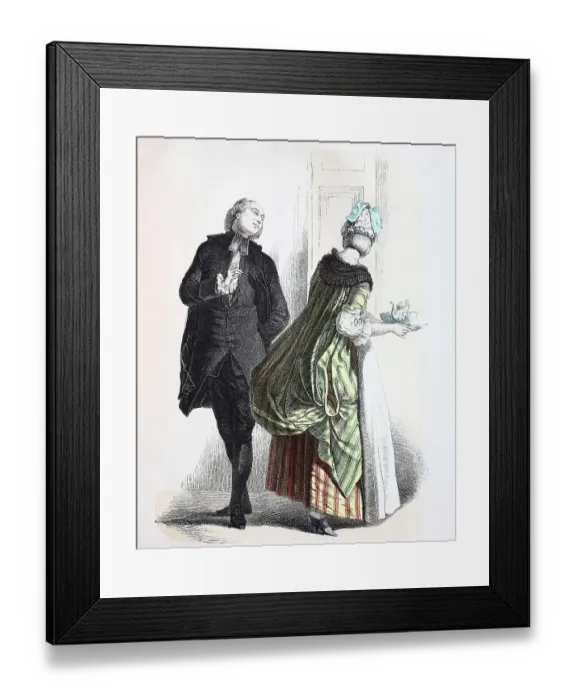 Framed Print : Folk Costume, Clothing, History of Costumes, Abbe and Servant in the Contouche, French, ca 1750-1790, France, Historical, digitally restored reproduction of a 19th century original Framed Print : Folk Costume, Clothing, History of Costumes, Abbe and Servant in the Contouche, French, ca 1750-1790, France, Historical, digitally restored reproduction of a 19th century original