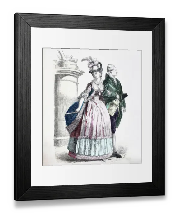 Framed Print : Folk traditional costume, clothing, history of costumes, French gentleman and lady, ca 1770, France, Historical, digitally restored reproduction of a 19th century original Framed Print : Folk traditional costume, clothing, history of costumes, French gentleman and lady, ca 1770, France, Historical, digitally restored reproduction of a 19th century original