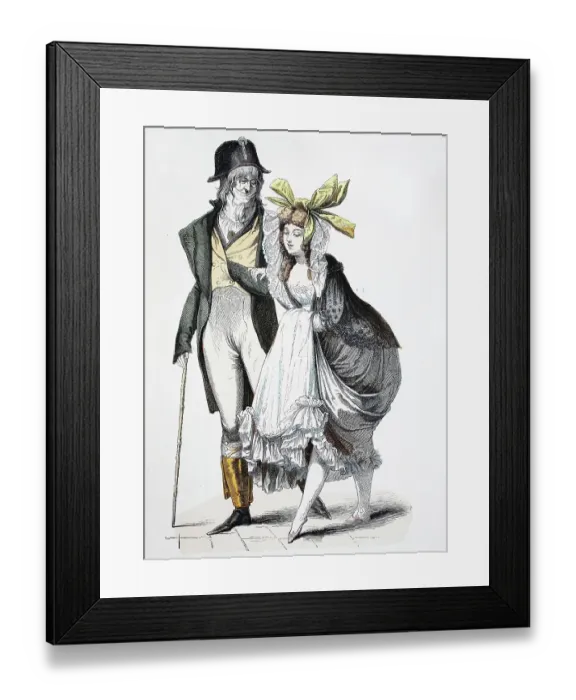 Framed Print : Folk traditional costume, clothing, history of costumes, French Incroyables, 1794, Germany, Historical, digitally restored reproduction of a 19th century original Framed Print : Folk traditional costume, clothing, history of costumes, French Incroyables, 1794, Germany, Historical, digitally restored reproduction of a 19th century original