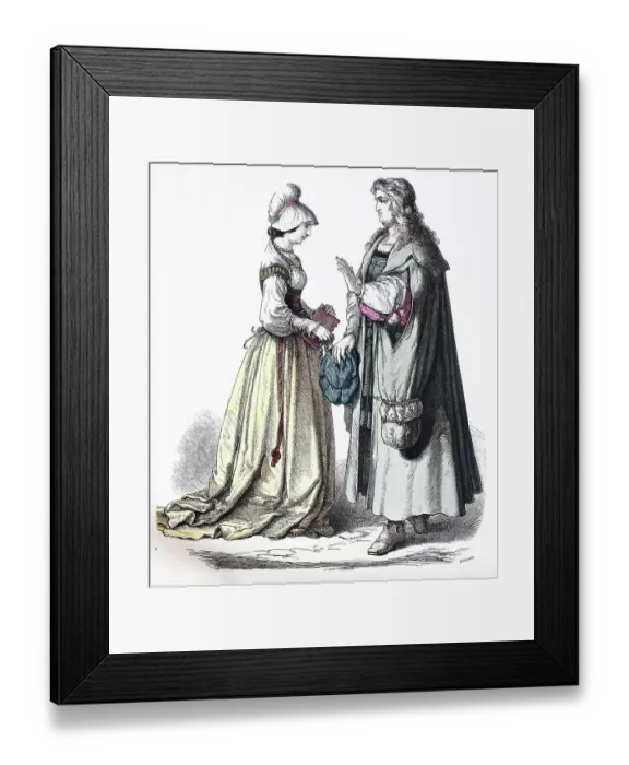 Framed Print : Folk Costume, Clothing, History of Costumes, German Scholar and Citizen, ca 1500-1535, Germany, Historical, digitally restored reproduction of a 19th century original Framed Print : Folk Costume, Clothing, History of Costumes, German Scholar and Citizen, ca 1500-1535, Germany, Historical, digitally restored reproduction of a 19th century original