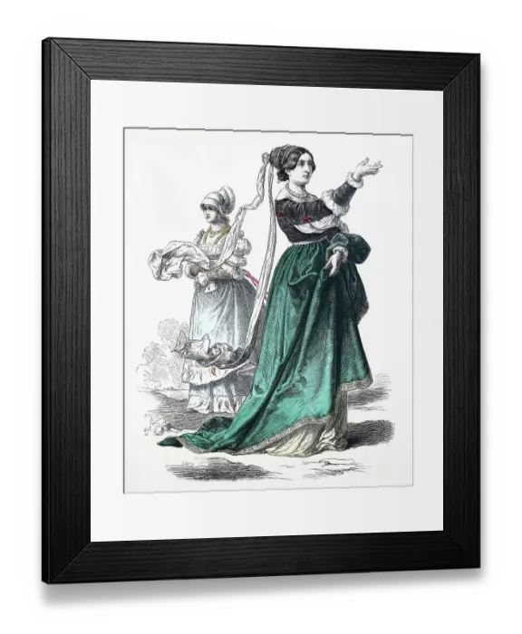 Framed Print : Folk traditional costume, clothing, history of costumes, German patrician woman, 1500-1535, Germany, Historical, digitally restored reproduction of a 19th century original Framed Print : Folk traditional costume, clothing, history of costumes, German patrician woman, 1500-1535, Germany, Historical, digitally restored reproduction of a 19th century original