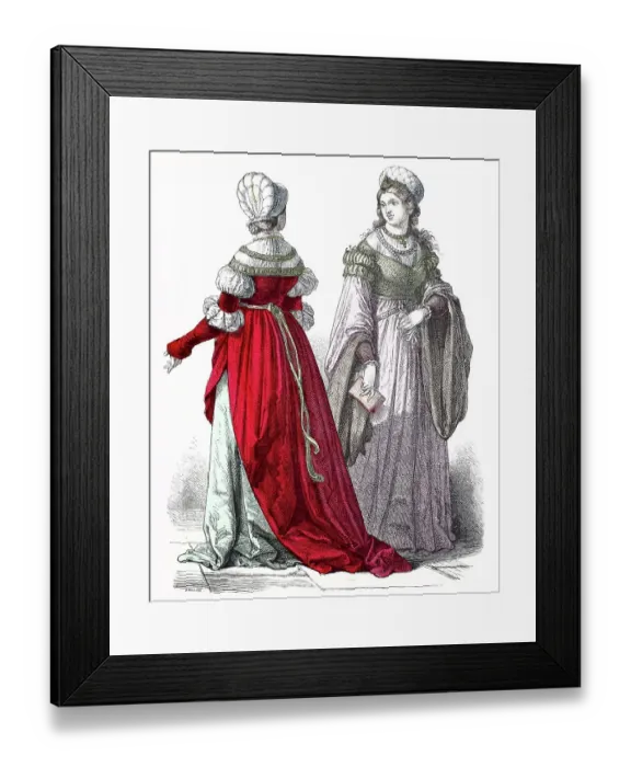 Framed Print : Folk traditional costume, clothing, history of costumes, German patrician woman, 1500-1535, Germany, Historical, digitally restored reproduction of a 19th century original