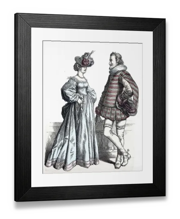 Framed Print : Folk traditional costume, clothing, history of costumes, noblemen, Germany, 1670-1700, Historical, digitally restored reproduction of a 19th century original Framed Print : Folk traditional costume, clothing, history of costumes, noblemen, Germany, 1670-1700, Historical, digitally restored reproduction of a 19th century original
