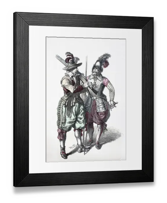 Framed Print : Folk Costume, Clothing, History of Costumes, Musketeer and Pikeman in the Thirty Years War, 1670-1700, Germany, Historical, digitally restored reproduction of a 19th-century original Framed Print : Folk Costume, Clothing, History of Costumes, Musketeer and Pikeman in the Thirty Years War, 1670-1700, Germany, Historical, digitally restored reproduction of a 19th-century original