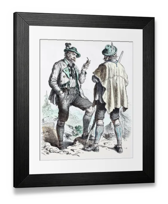 Framed Print : Folk traditional costume, clothing, history of costumes, peasants from Miesbach, Germany, 1850, Historic, digitally restored reproduction of a 19th century original Framed Print : Folk traditional costume, clothing, history of costumes, peasants from Miesbach, Germany, 1850, Historic, digitally restored reproduction of a 19th century original
