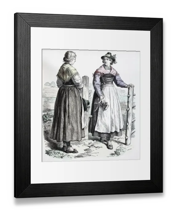 Framed Print : Folk traditional costume, clothing, history of costumes, woman in traditional costume from Miesbach, Germany, 1850, Historic, digitally restored reproduction of a 19th century original Framed Print : Folk traditional costume, clothing, history of costumes, woman in traditional costume from Miesbach, Germany, 1850, Historic, digitally restored reproduction of a 19th century original