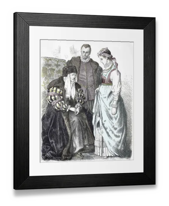 Framed Print : Folk traditional costume, clothing, history of costumes, Polish noblemen in court costume, 16th century, Poland, Historical, digitally restored reproduction of a 19th century original Framed Print : Folk traditional costume, clothing, history of costumes, Polish noblemen in court costume, 16th century, Poland, Historical, digitally restored reproduction of a 19th century original