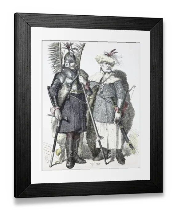 Framed Print : Folk traditional costume, Clothing, History of costumes, Lancers and armoured riders, Russia, 16th century, Historical, Digitally restored reproduction of a 19th century original Framed Print : Folk traditional costume, Clothing, History of costumes, Lancers and armoured riders, Russia, 16th century, Historical, Digitally restored reproduction of a 19th century original