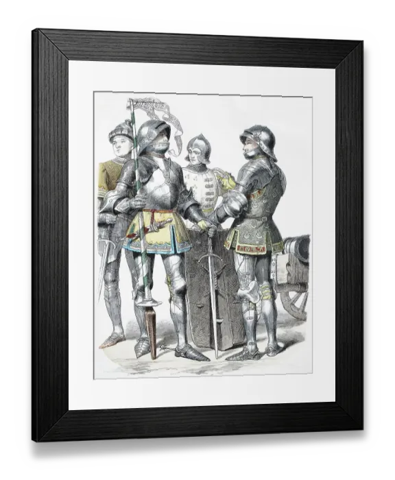 Framed Print : Folk traditional costume, Clothing, History of costumes, Knight from Burgundy, France, 1470, Historical, digitally restored reproduction of a 19th century original Framed Print : Folk traditional costume, Clothing, History of costumes, Knight from Burgundy, France, 1470, Historical, digitally restored reproduction of a 19th century original