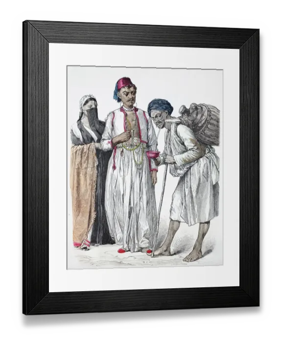 Framed Print : Folk traditional costume, Clothing, History of costumes, Inhabitants of Port Said, Water vendors, Egypt, Historical, Digitally restored reproduction of a 19th century original Framed Print : Folk traditional costume, Clothing, History of costumes, Inhabitants of Port Said, Water vendors, Egypt, Historical, Digitally restored reproduction of a 19th century original