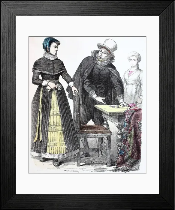 Framed Print : Folk traditional costume, Clothing, History of costumes, Bourgeois woman from Denmark, Merchant, Frau von Stappelhall, Germany, 1600-1630, Historic, digitally restored reproduction of a 19th century original Framed Print : Folk traditional costume, Clothing, History of costumes, Bourgeois woman from Denmark, Merchant, Frau von Stappelhall, Germany, 1600-1630, Historic, digitally restored reproduction of a 19th century original