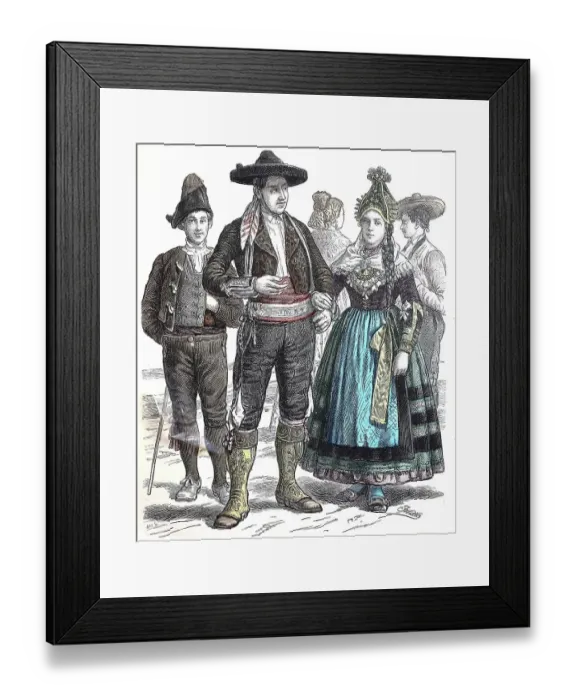 Framed Print : Folk traditional costume, Clothing, History of costumes, Costume from Leon and Segovia, Spain, 1850, Historical, digitally restored reproduction of a 19th century original Framed Print : Folk traditional costume, Clothing, History of costumes, Costume from Leon and Segovia, Spain, 1850, Historical, digitally restored reproduction of a 19th century original