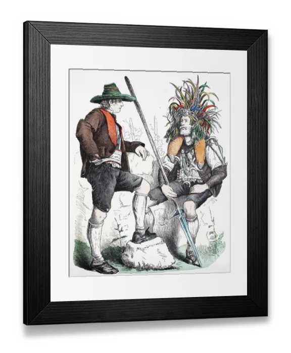 Framed Print : Folk traditional costume, clothing, history of costumes, traditional costume from Merano, South Tyrol, Italy, 1860, Historical, digitally restored reproduction of a 19th century original Framed Print : Folk traditional costume, clothing, history of costumes, traditional costume from Merano, South Tyrol, Italy, 1860, Historical, digitally restored reproduction of a 19th century original