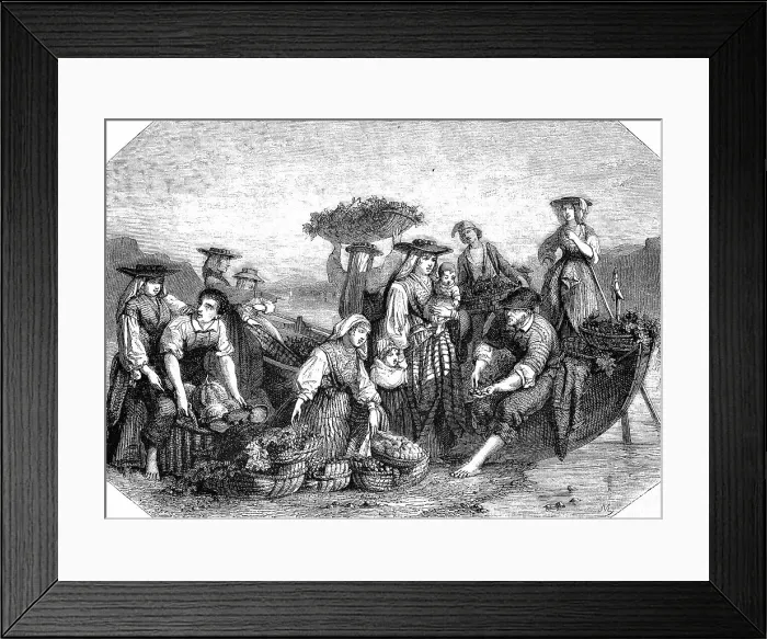 Framed Print : Portugal, Peasants bringing the fruits to market, Historical, digital reproduction of an original from the 19th century Framed Print : Portugal, Peasants bringing the fruits to market, Historical, digital reproduction of an original from the 19th century