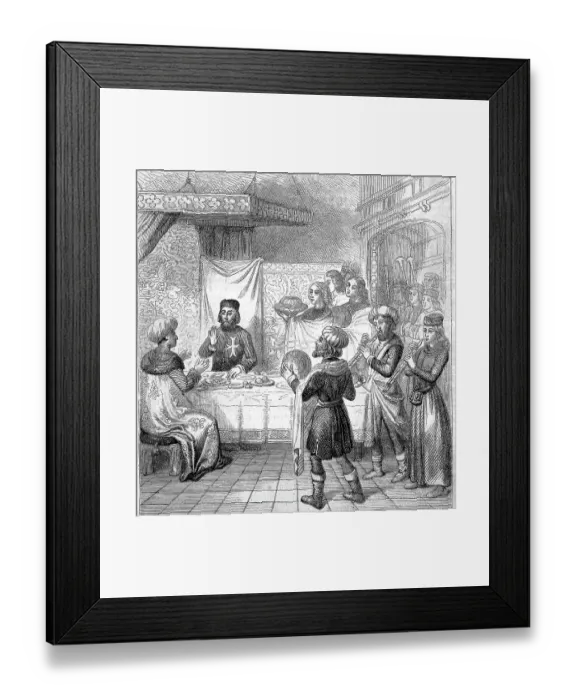 Framed Print : Sultan Cem or Cem Sultan, 1459-1495, also called Jem Sultan or Zizim by the French, was an heir to the Ottoman throne in the 15th century, here with Pierre dAubusson at a dinner in Rhodes, Greece, Historical Framed Print : Sultan Cem or Cem Sultan, 1459-1495, also called Jem Sultan or Zizim by the French, was an heir to the Ottoman throne in the 15th century, here with Pierre dAubusson at a dinner in Rhodes, Greece, Historical