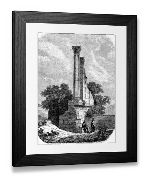 Framed Print : Roman ruins in Vernegues, Departement Bouches-du-Rhone in the region Provence-Alpes-Cote d'Azur around 1880, France, Historic, digital reproduction of an original 19th century painting