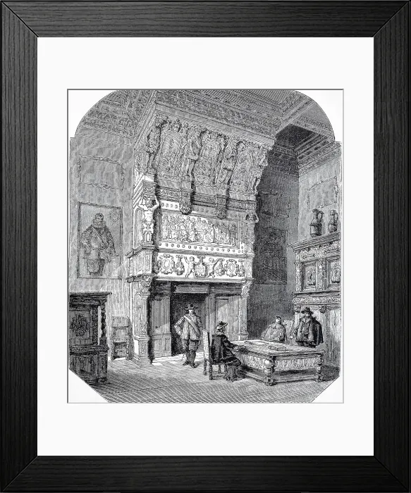 Framed Print : Fireplace in the Wedding Room of the Stadhuis, City Hall, of Antwerp, Belgium, Historic, digital reproduction of an original 19th-century artwork Framed Print : Fireplace in the Wedding Room of the Stadhuis, City Hall, of Antwerp, Belgium, Historic, digital reproduction of an original 19th-century artwork