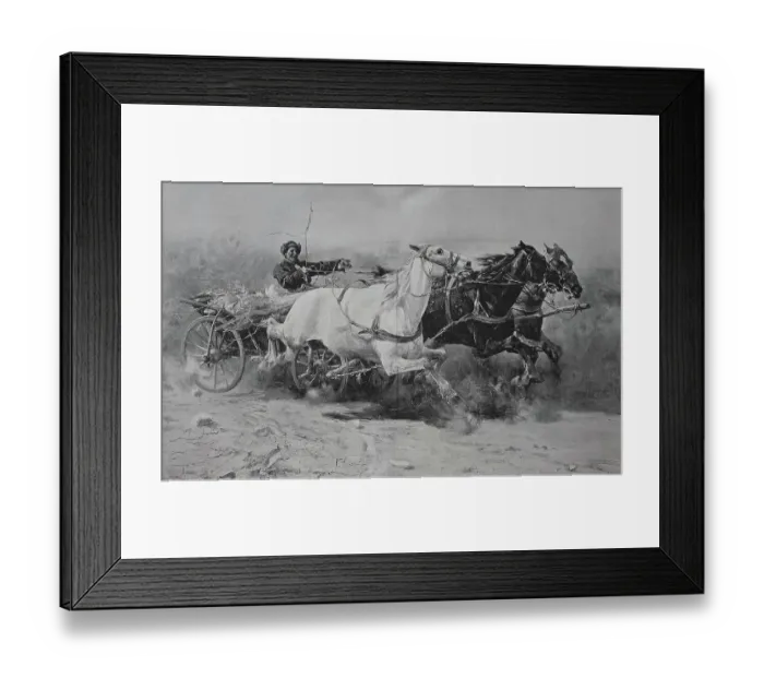 Framed Print : Wild ride with the three-horse carriage, 1983, Hungary, Historic, digital reproduction of an original 19th-century original Framed Print : Wild ride with the three-horse carriage, 1983, Hungary, Historic, digital reproduction of an original 19th-century original