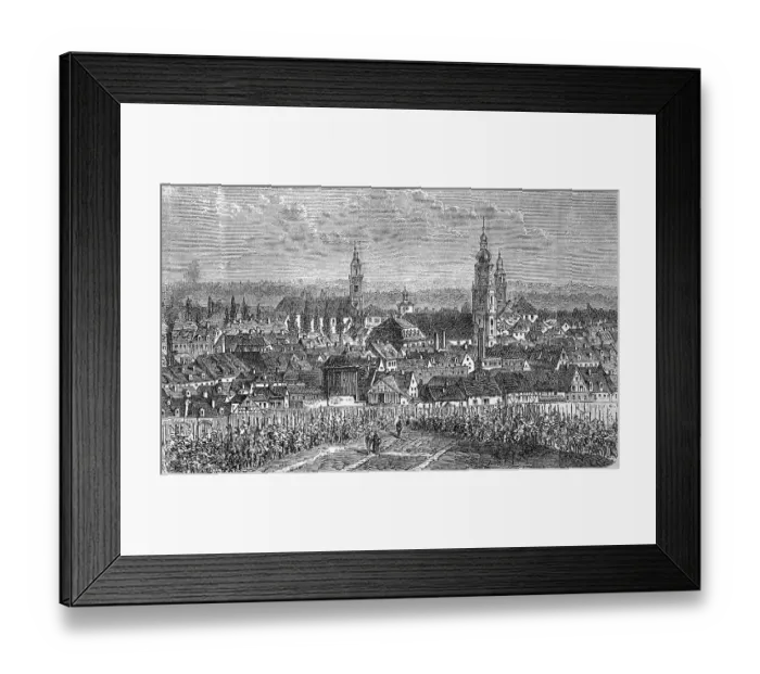 Framed Print : View of Erlangen, Franconia, Bavaria, Germany, in the year 1880, Historic, digital reproduction of an original from the 19th century