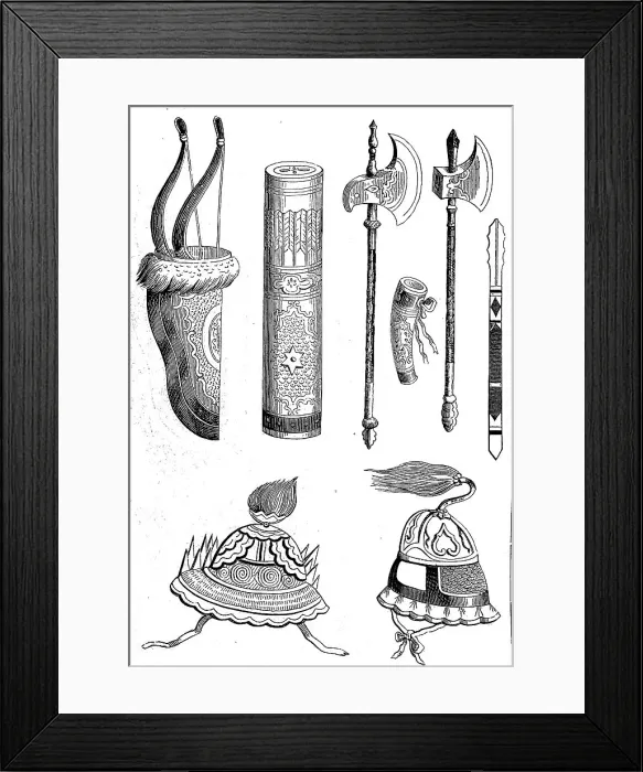 Framed Print : Ancient Weapons, after an original Chinese drawing, China, in the year 1800, Historical, digital reproduction of an original 19th century artwork Framed Print : Ancient Weapons, after an original Chinese drawing, China, in the year 1800, Historical, digital reproduction of an original 19th century artwork