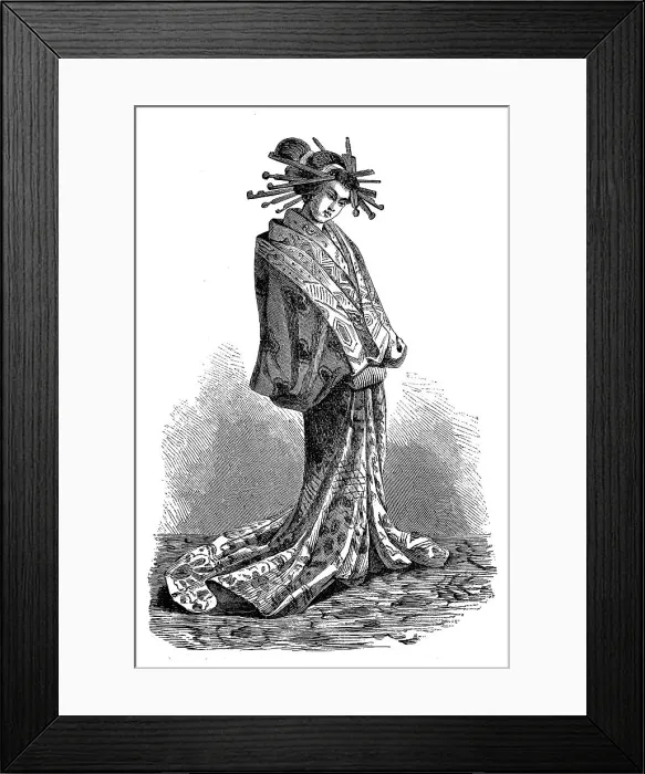 Framed Print : Japanese singer in traditional dress, Japan, Historical, digital reproduction of an original 19th century print Framed Print : Japanese singer in traditional dress, Japan, Historical, digital reproduction of an original 19th century print