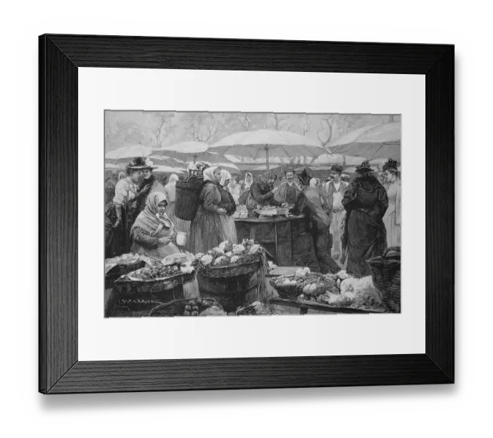 Framed Print : Stalls at the Naschmarkt in Vienna, Austria, Historic, digital reproduction of an original from the 19th century Framed Print : Stalls at the Naschmarkt in Vienna, Austria, Historic, digital reproduction of an original from the 19th century