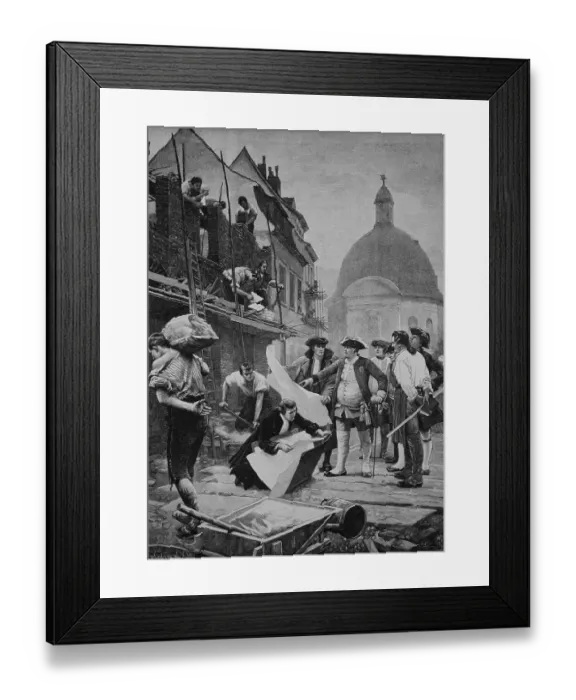 Framed Print : King Frederick William I visits the new buildings in the Berlin Friedrichstadt, Berlin, Germany, Frederick William I. 14. August 1688, 31. May 1740, from the House of Hohenzollern was King in Prussia and Elector of Brandenburg since 1713, Historical