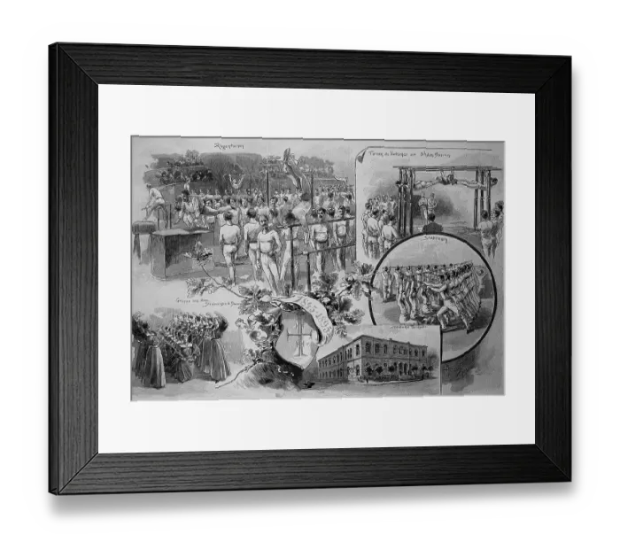 Framed Print : Picture tableau of the fiftieth anniversary of the foundation of the Leipzig General Gymnastics Association, Leipzig, Germany, 1895, Historic, digital reproduction of an original 19th century master copy Framed Print : Picture tableau of the fiftieth anniversary of the foundation of the Leipzig General Gymnastics Association, Leipzig, Germany, 1895, Historic, digital reproduction of an original 19th century master copy