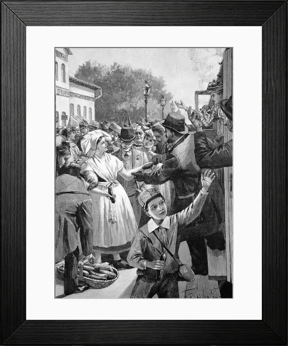 Framed Print : Market for sour gherkins in Luebbenau in the Spreewald, Germany, Historic, digital reproduction of an original from the 19th century Framed Print : Market for sour gherkins in Luebbenau in the Spreewald, Germany, Historic, digital reproduction of an original from the 19th century