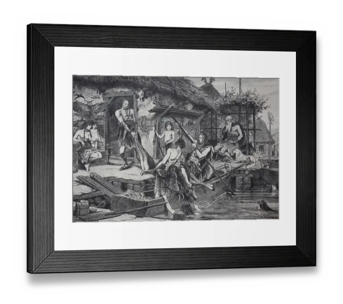 Framed Print : From the time of the pile dwellings, Lake Constance, Germany, History, digital reproduction of an original from the 19th century Framed Print : From the time of the pile dwellings, Lake Constance, Germany, History, digital reproduction of an original from the 19th century