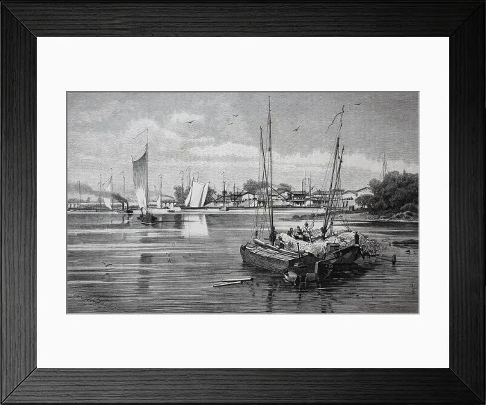 Framed Print : The harbour of Wallwitzhafen on the Elbe, 1886, Saxony-Anhalt, Germany, History, digital reproduction of an original 19th-century painting Framed Print : The harbour of Wallwitzhafen on the Elbe, 1886, Saxony-Anhalt, Germany, History, digital reproduction of an original 19th-century painting
