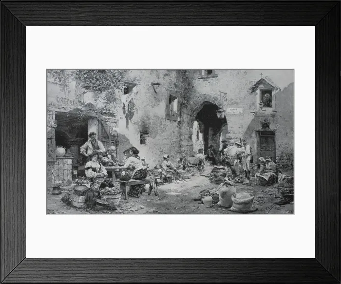Framed Print : Market in Subiaco, 1888, Italy, History, digital reproduction of an original 19th-century painting Framed Print : Market in Subiaco, 1888, Italy, History, digital reproduction of an original 19th-century painting