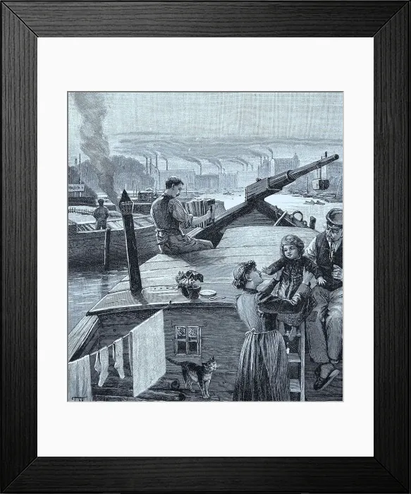 Framed Print : Family on a barge on the Spree off Berlin, Germany, skipper, Historic, digital reproduction of an original 19th century painting Framed Print : Family on a barge on the Spree off Berlin, Germany, skipper, Historic, digital reproduction of an original 19th century painting