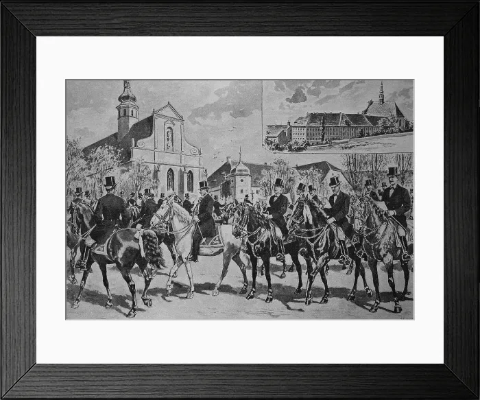 Framed Print : The Easter Riding at the Marienstern Monastery in Lusatia, a Cistercian monastery in the town of Muehlberg on the Elbe River in the present-day state of Brandenburg, Germany, Historic, digital reproduction of an original 19th-century artwork Framed Print : The Easter Riding at the Marienstern Monastery in Lusatia, a Cistercian monastery in the town of Muehlberg on the Elbe River in the present-day state of Brandenburg, Germany, Historic, digital reproduction of an original 19th-century artwork
