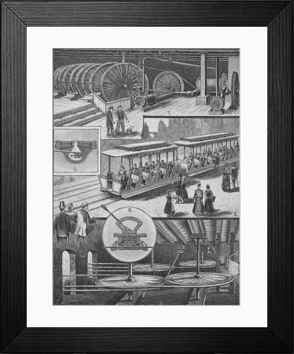 Framed Print : The cable car in Chicago, USA, Historical, digital reproduction of an original from the 19th century Framed Print : The cable car in Chicago, USA, Historical, digital reproduction of an original from the 19th century