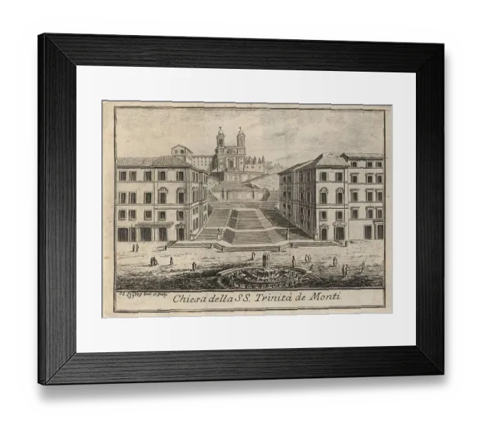 Framed Print : Chiesa della SS. Trinita de Monti, Santissima Trinita dei Monti, also Santa Trinita dei Monti or Santissima Trinita al Monte Pincio, Most Holy Trinity on Mount Pincio, located above the Spanish Steps, 1767, Rome, Italy Framed Print : Chiesa della SS. Trinita de Monti, Santissima Trinita dei Monti, also Santa Trinita dei Monti or Santissima Trinita al Monte Pincio, Most Holy Trinity on Mount Pincio, located above the Spanish Steps, 1767, Rome, Italy