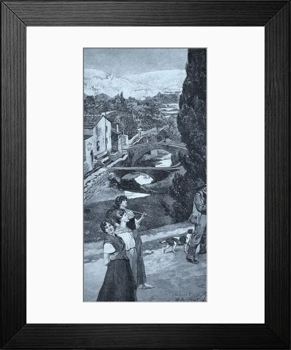 Framed Print : Spring day in San Remo, Italy, three young woman walking, Historical, digital reproduction of an original 19th century painting, original date unknown Framed Print : Spring day in San Remo, Italy, three young woman walking, Historical, digital reproduction of an original 19th century painting, original date unknown