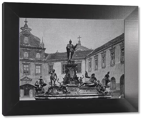 The Wittelsbach Fountain in the Royal Residence in Munich, Bavaria, Germany, Historic, digital reproduction of an original 19th-century artwork