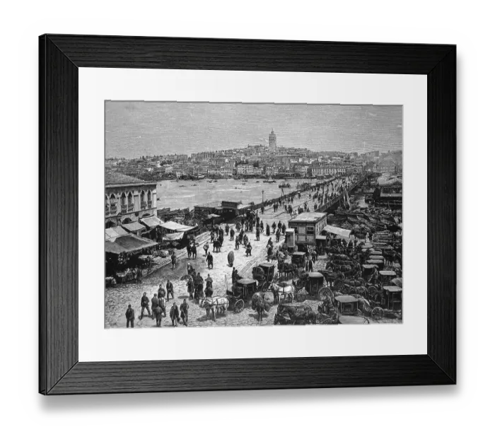 Framed Print : Bridge in Constantinople, Istanbul, overlooking Galata, Turkey, Historic, Digital Reproduction of an Original 19th century Artwork Framed Print : Bridge in Constantinople, Istanbul, overlooking Galata, Turkey, Historic, Digital Reproduction of an Original 19th century Artwork