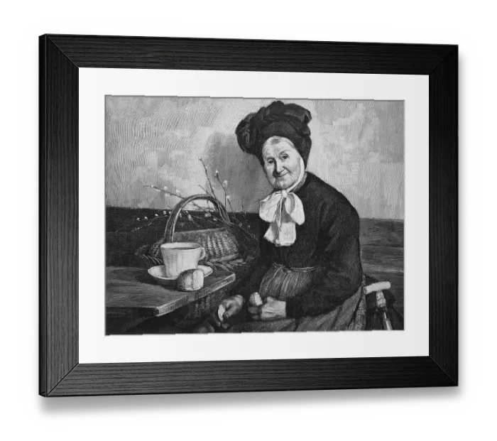Framed Print : Maerkische farmer in traditional traditional costume, sitting at the table having breakfast, North Rhine-Westphalia, Germany, Historical, digital reproduction of an original 19th century painting Framed Print : Maerkische farmer in traditional traditional costume, sitting at the table having breakfast, North Rhine-Westphalia, Germany, Historical, digital reproduction of an original 19th century painting
