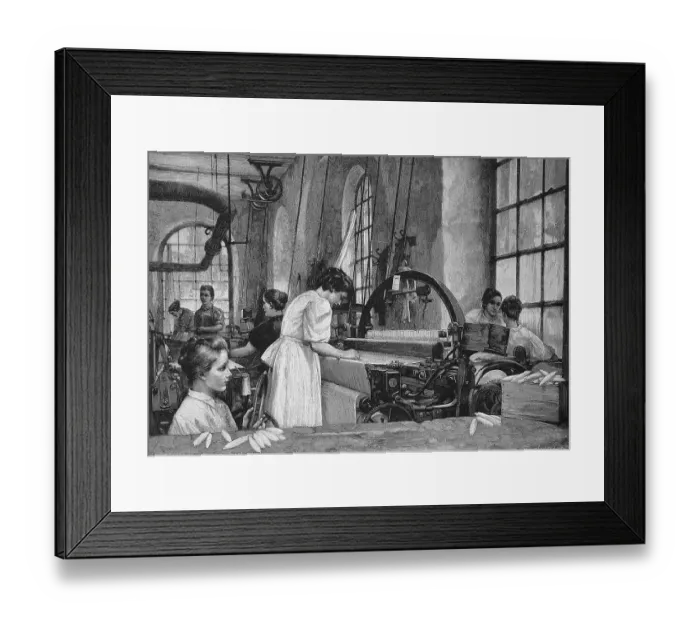 Framed Print : Worker in a weaving mill, Germany, 1898, Historic, digital reproduction of an original 19th century painting, original date unknown Framed Print : Worker in a weaving mill, Germany, 1898, Historic, digital reproduction of an original 19th century painting, original date unknown