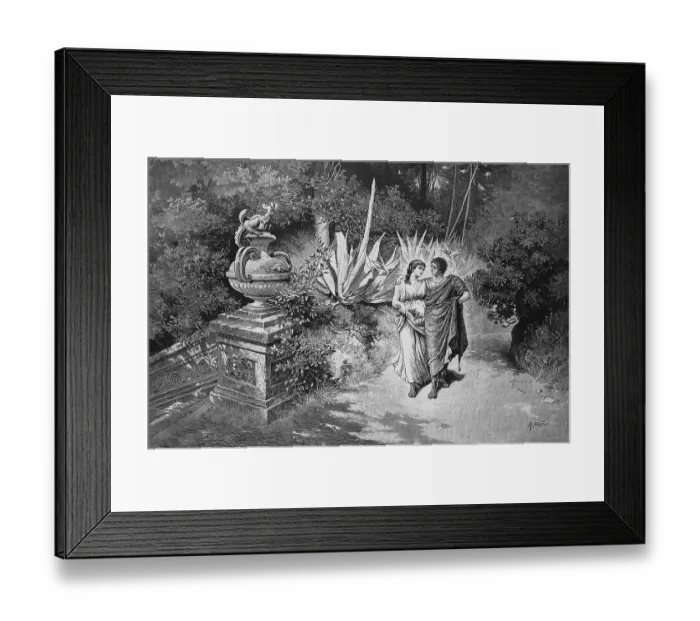 Framed Print : Springtime of Love in Ancient Rome, Young Couple Walking through the Park, Italy, Historic, digital reproduction of an original 19th century painting, original date not known Framed Print : Springtime of Love in Ancient Rome, Young Couple Walking through the Park, Italy, Historic, digital reproduction of an original 19th century painting, original date not known